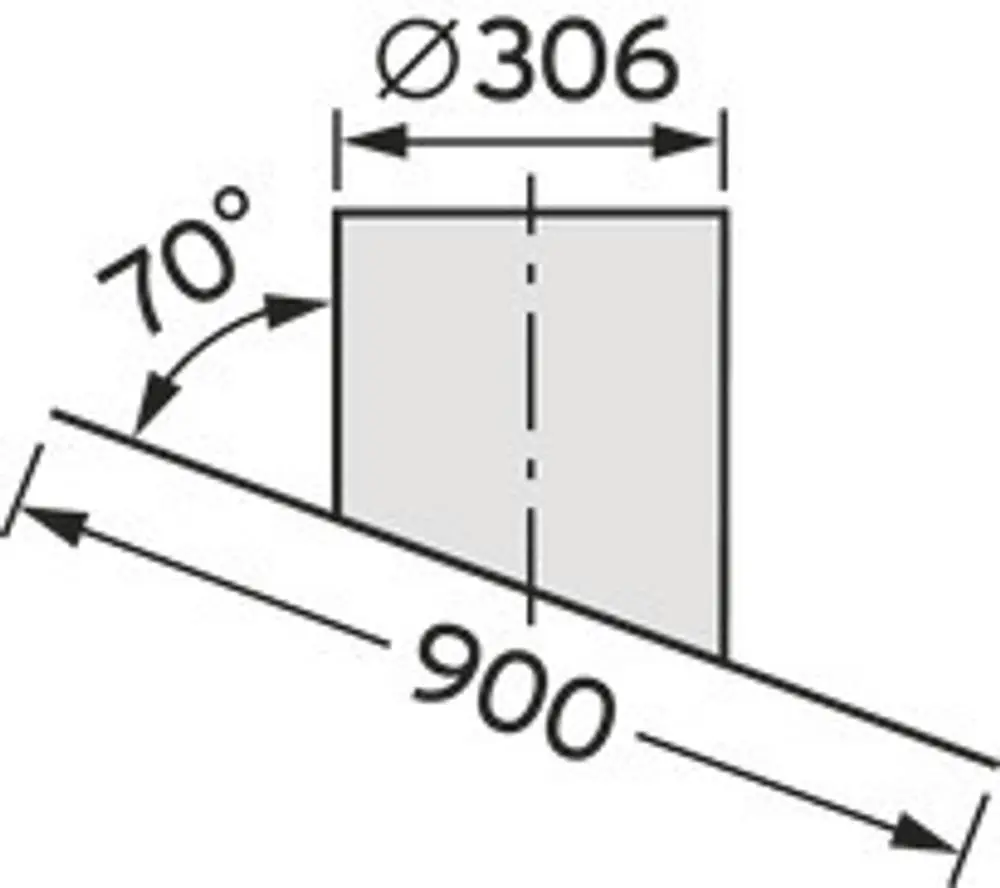 Edelstahl-Dachpfanne mit einer Neigung von 70° und einem Durchmesser von Ø306 mm, geeignet für Abgassysteme. Teil der Vaillant Produktreihe.